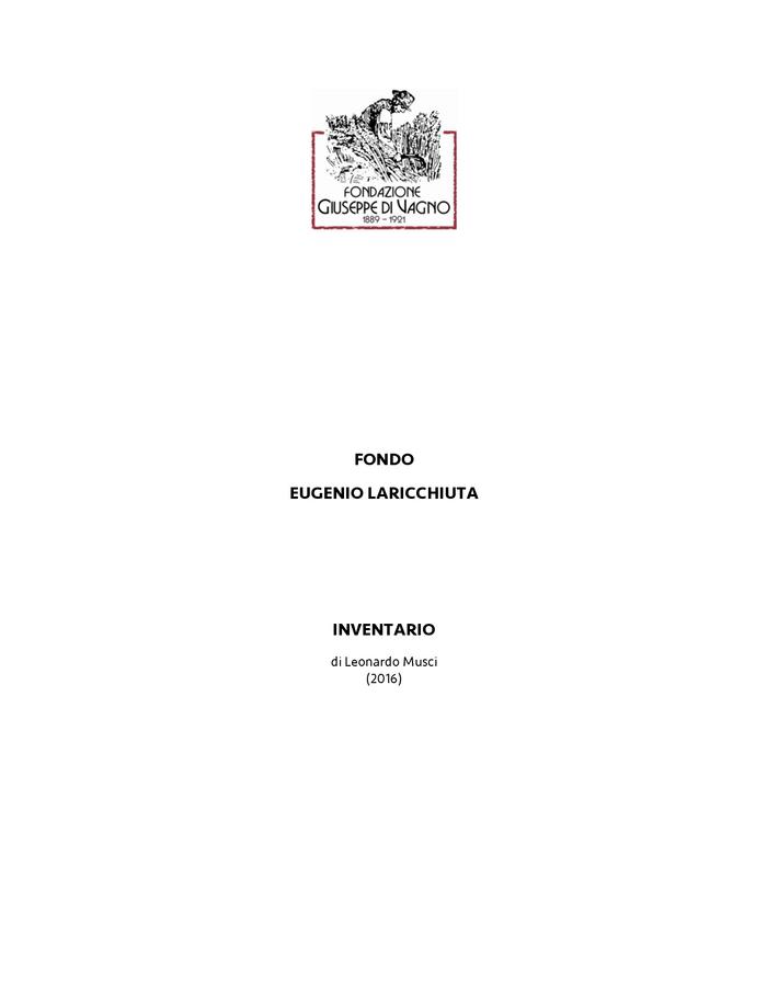 Inventario del fondo Eugenio Laricchiuta